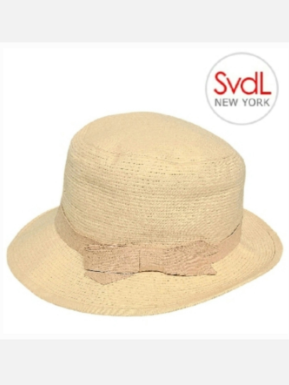 Susan van der Linde Vintage Cotton Canvas Bucket Hat Bow Accent Cream